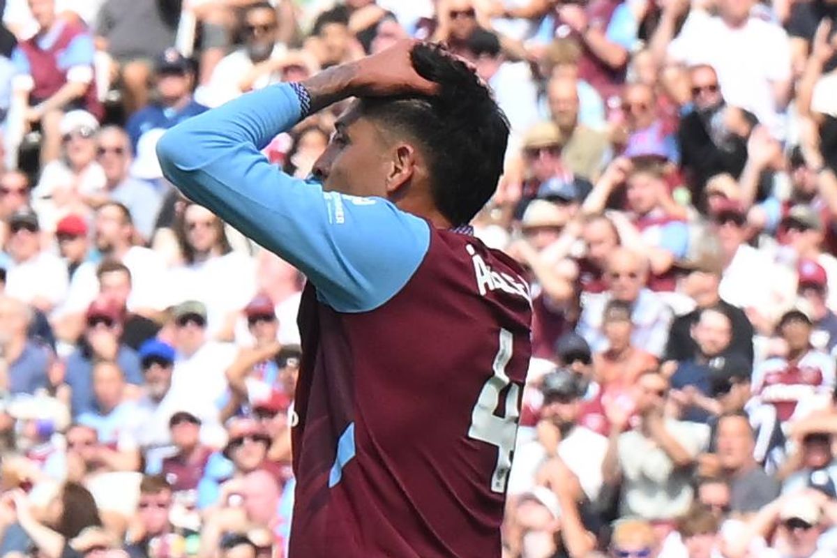 Edson Alvarez playing for West Ham United during the Carabao Cup first round match against Portsmouth