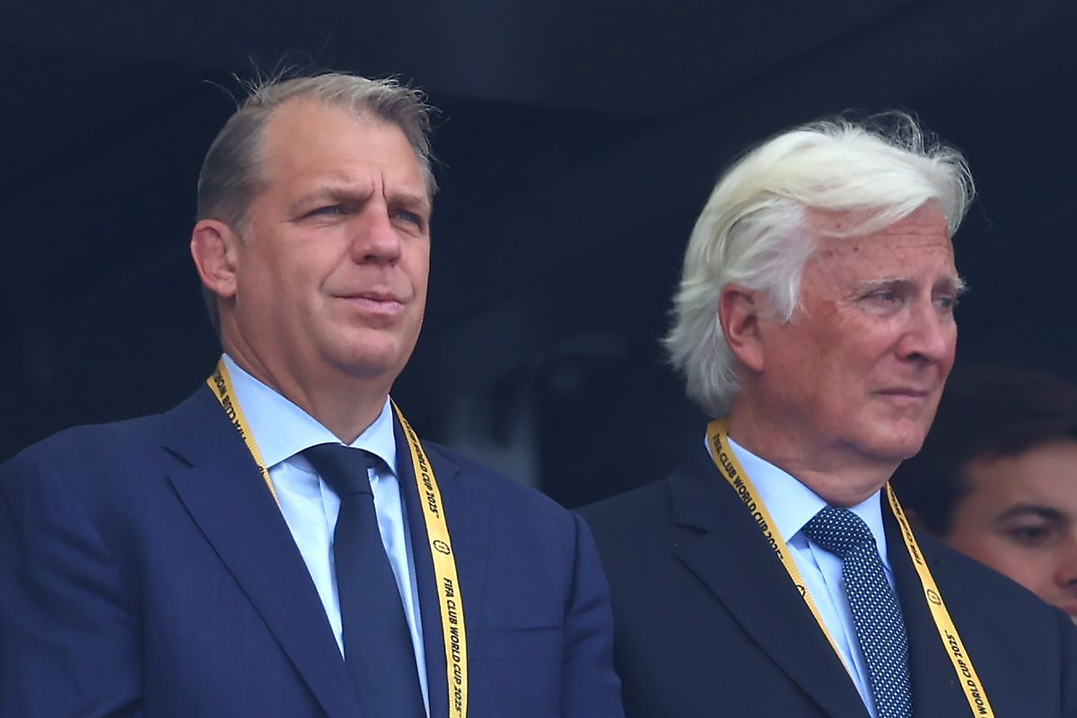Chelsea management team at Stamford Bridge during a match