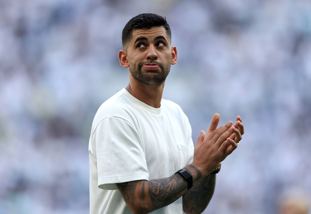 Cristian Romero applauding Tottenham supporters after his last match at Tottenham Hotspur Stadium
