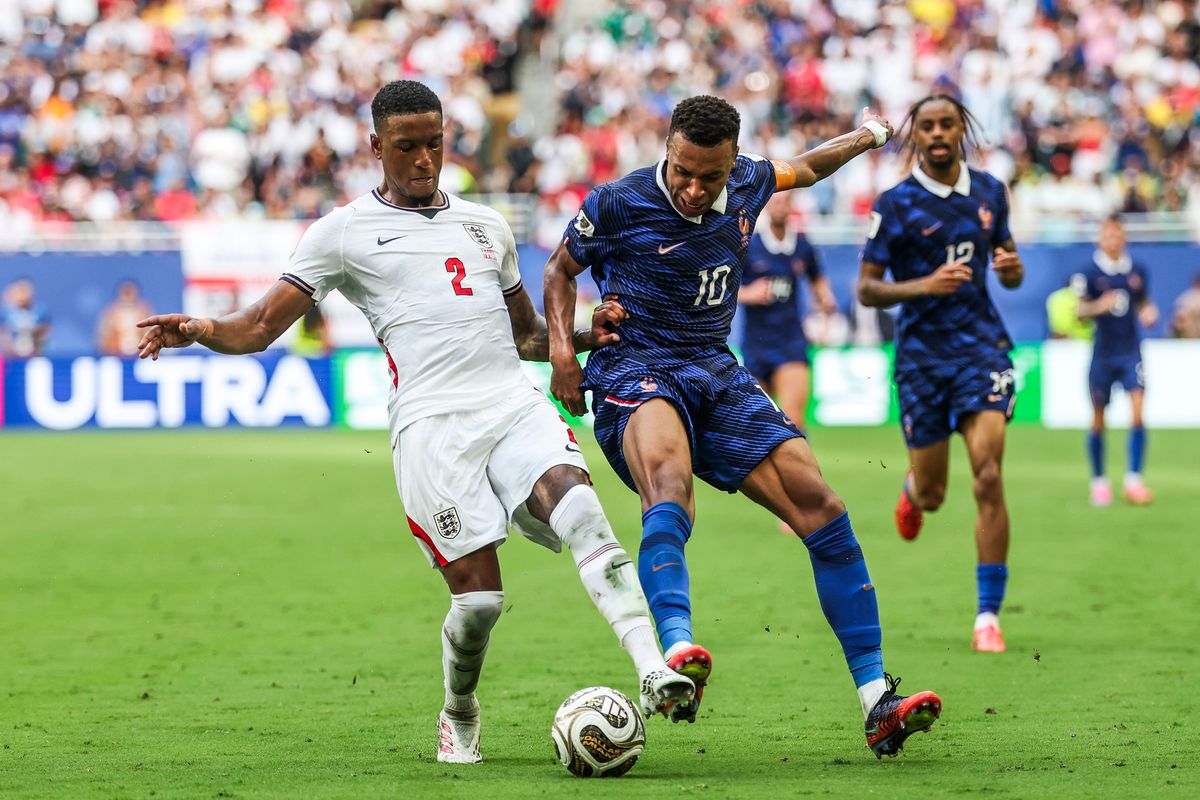Ezri Konsa defending during an Aston Villa match