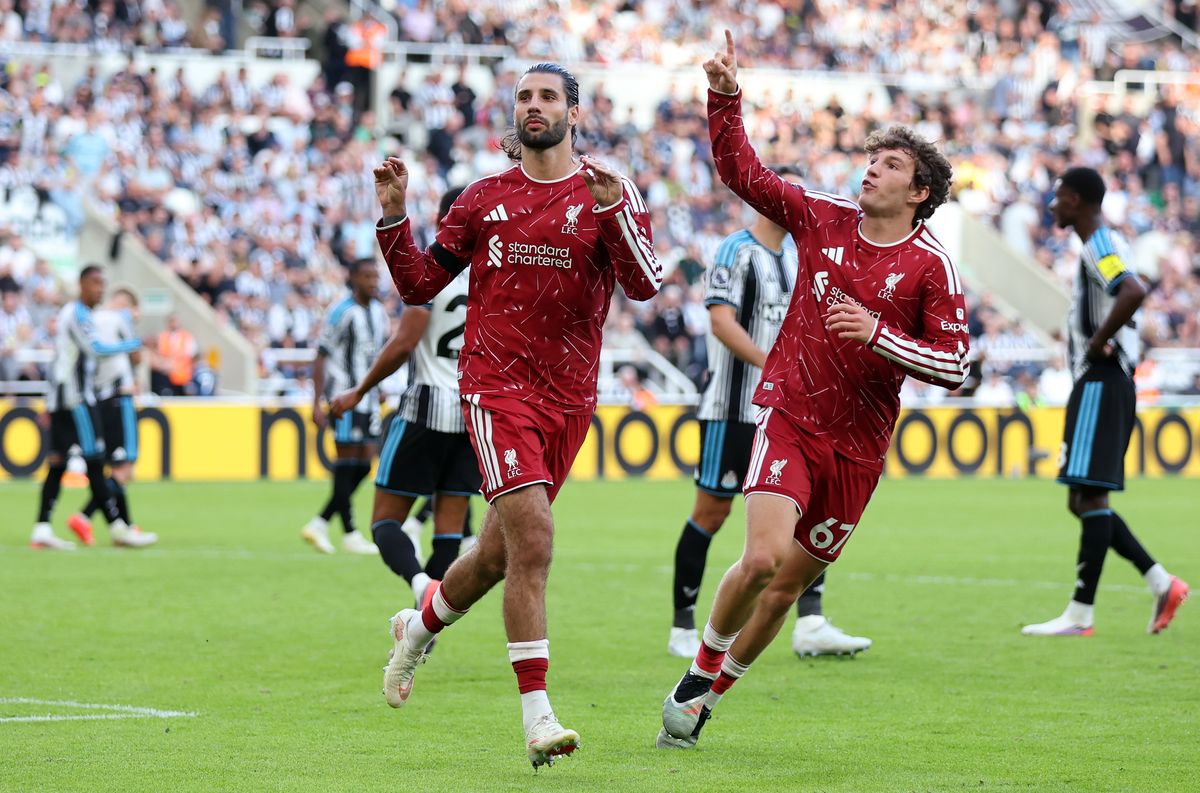 Dominik Szoboszlai celebrating his late penalty equaliser for Liverpool