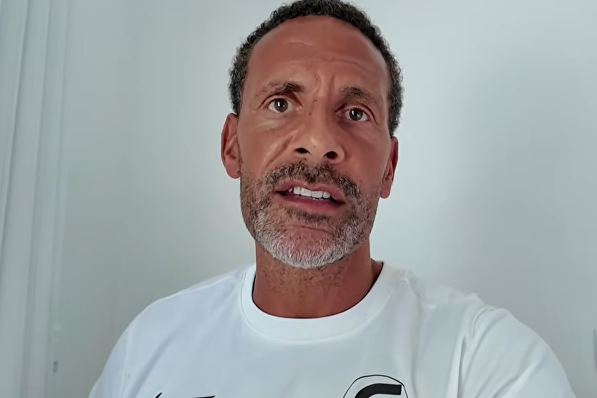 Rio Ferdinand giving his opinion during a football analysis segment