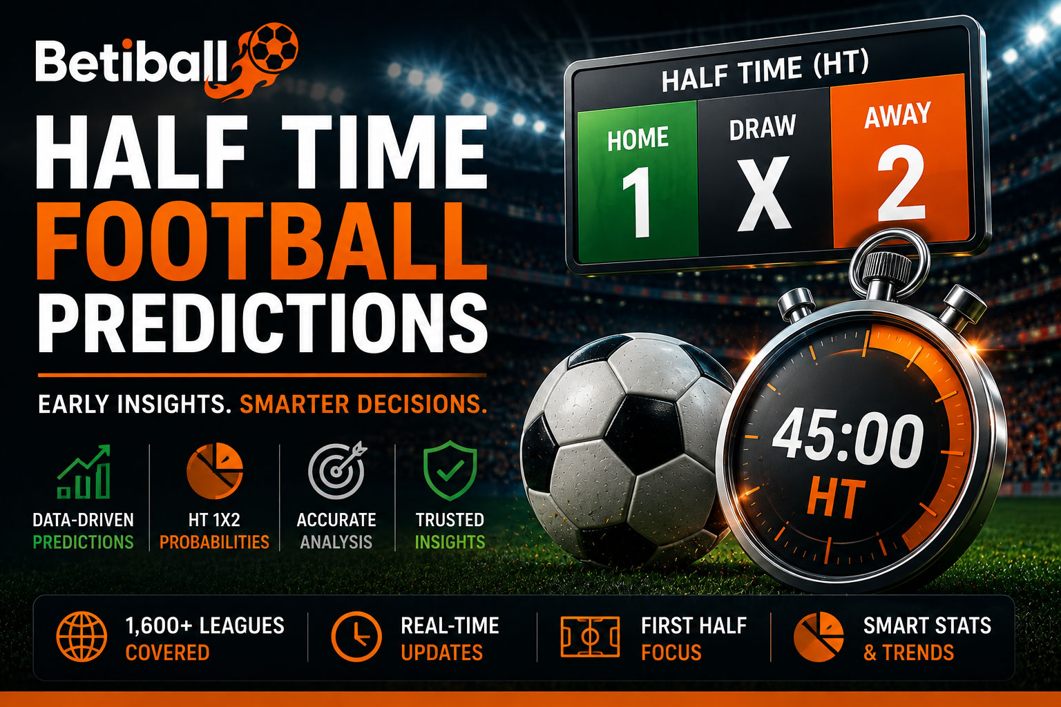 Half Time Football Predictions &ndash; HT 1X2 Tips & Stats